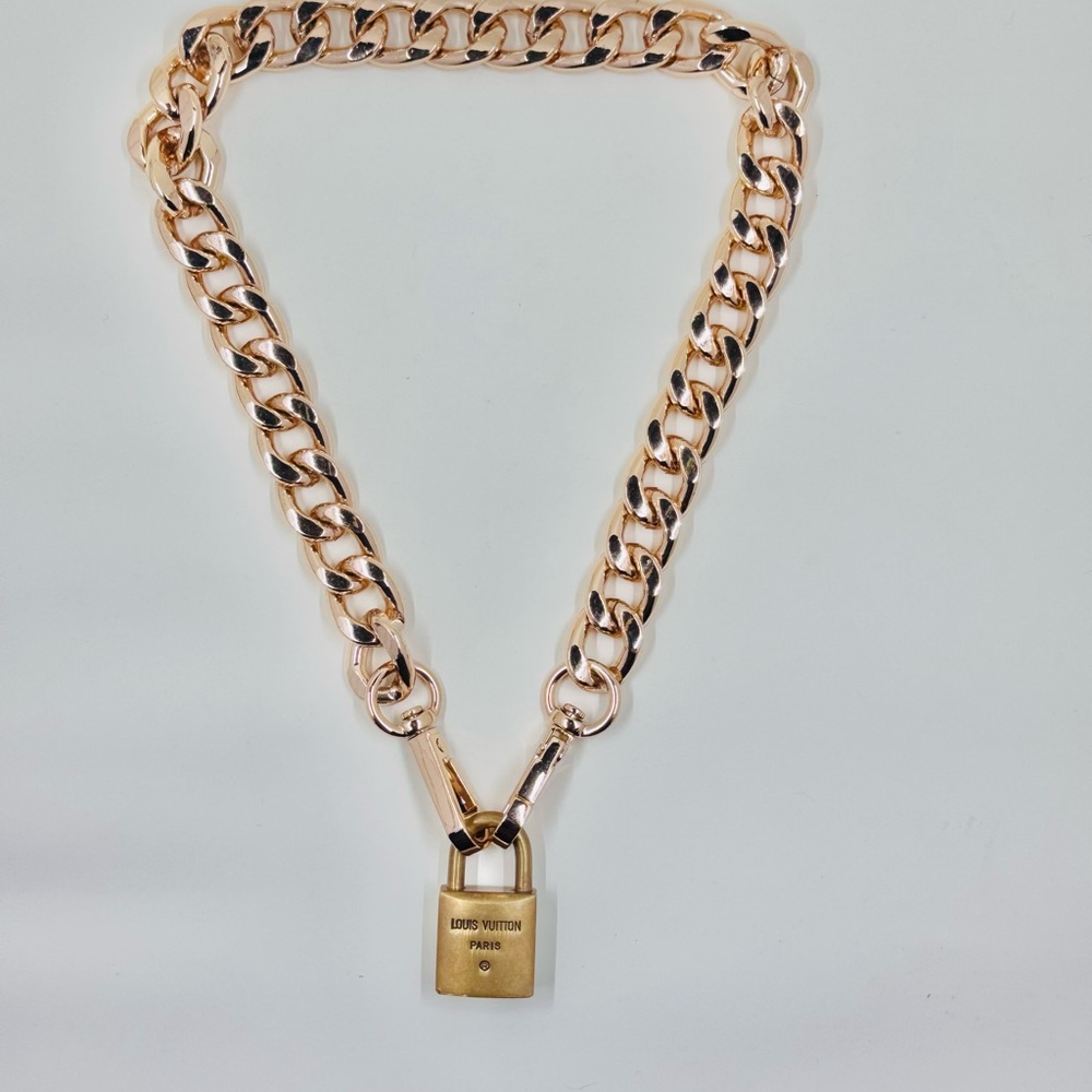 Gold Chain Necklace with Padlock